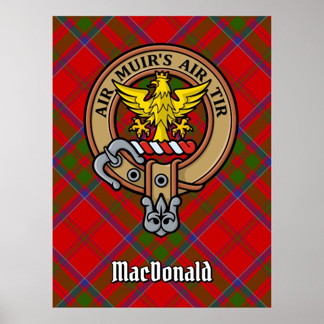 Poster Clan MacDonald do Keppoch Crest sobre Tartan (Frente)