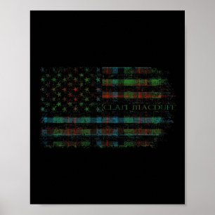 Poster Clan Macduff Caçando Bandeira Escocesa De Tartan E