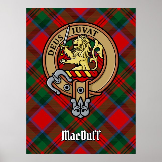 Poster Clan MacDuff Crest sobre Tartan (Frente)
