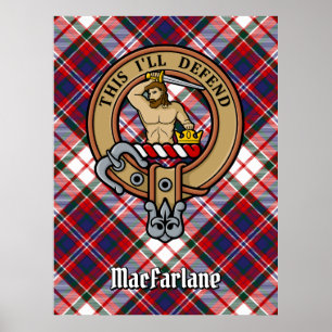Poster Clan MacFarlane Crest sobre o vestido Tartan