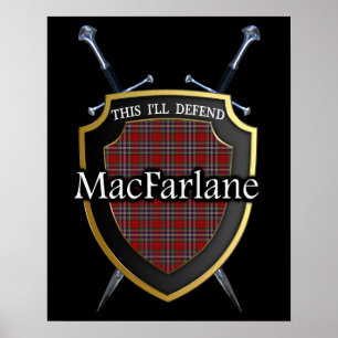 Póster Clan MacFarlane Tartan Scottish Shield & Swords