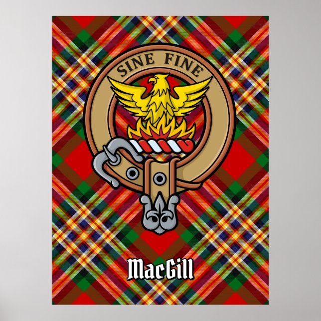 Poster Clan MacGill Crest sobre Tartan (Frente)