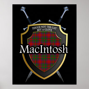 Póster Clan MacIntosh Tartan Scottish Shield & Swords