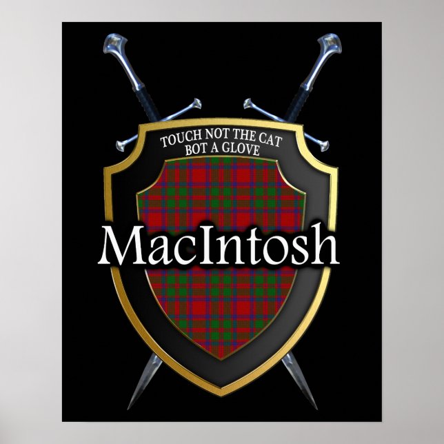 Póster Clan MacIntosh Tartan Scottish Shield & Swords (Frente)