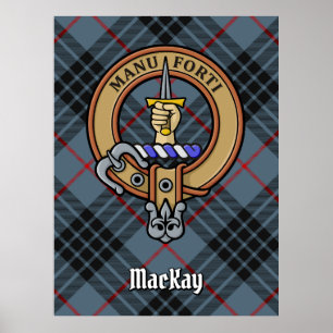 Poster Clan MacKay Crest sobre Blue Tartan