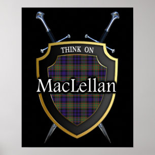 Poster Clan MacLellan Tartan Scottish Shield & Swords