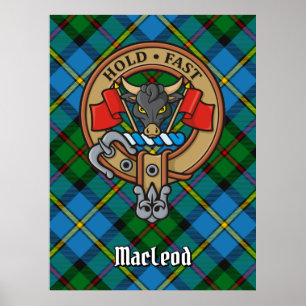 Poster Clan MacLeod Crest sobre Tartan