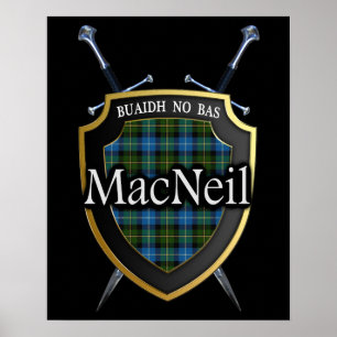 Poster Clan MacNeil Tartan Scottish Shield & Swords