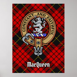 Poster Clan MacQueen Crest sobre Tartan