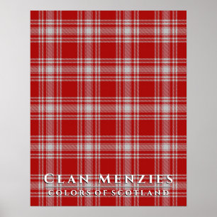 Poster Clan Menzies Colors of Scotland Red White Tartan
