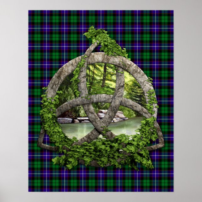 Póster Clan Mitchell Tartan Celtic Trinity (Frente)