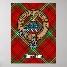 Poster Clan Morrison Crest sobre o Red Tartan