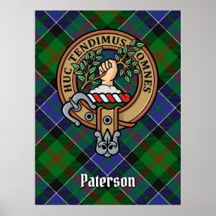 Poster Clan Paterson Crest sobre Tartan