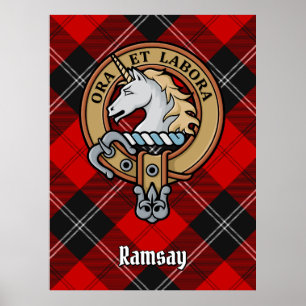Poster Clan Ramsay Crest sobre o Red Tartan