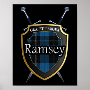 Póster Clan Ramsey Tartan Scottish Shield & Swords
