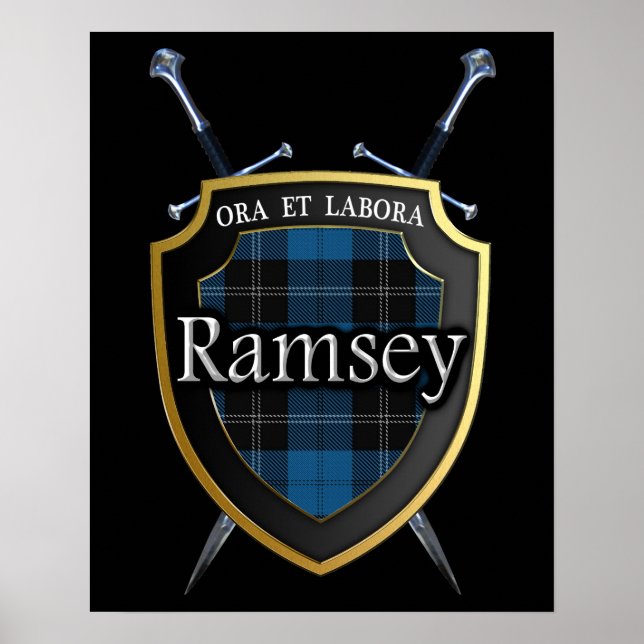 Póster Clan Ramsey Tartan Scottish Shield & Swords (Frente)