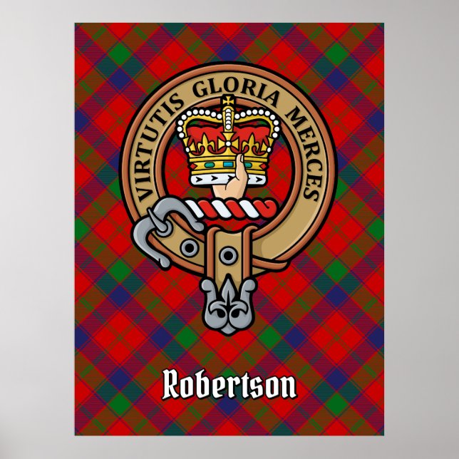 Poster Clan Robertson Crest sobre Tartan (Frente)
