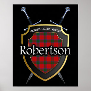 Póster Clan Robertson Tartan Scottish Shield & Swords
