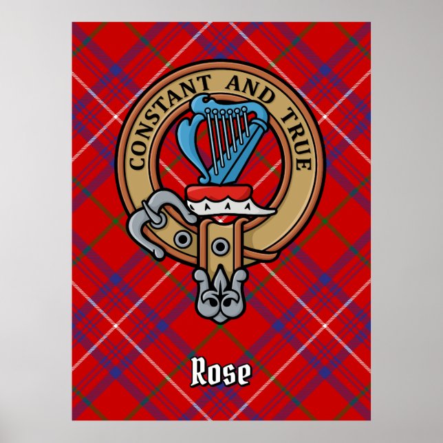 Poster Clan Rosa Crest sobre Tartan (Frente)