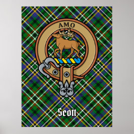Poster Clan Scott Crest sobre Green Tartan