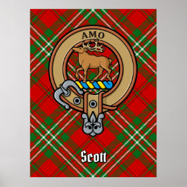 Poster Clan Scott Crest sobre Red Tartan