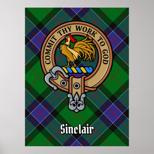 Poster Clan Sinclair Crest sobre a Caça ao Tartan (Frente)