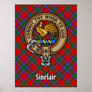 Poster Clan Sinclair Crest sobre Tartan