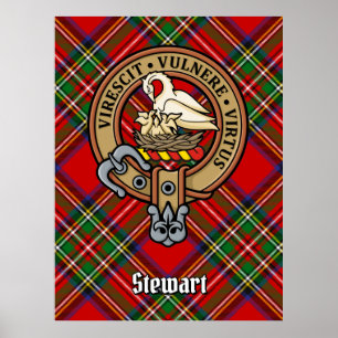 Poster Clan Stewart Crest sobre o Royal Tartan