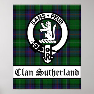Poster Clan Sutherland Crest Crachá & Tartan