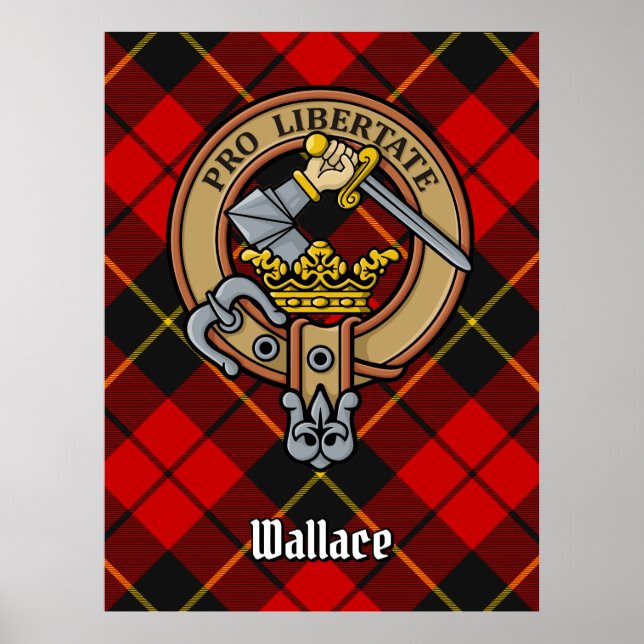 Poster Clan Wallace Crest sobre Tartan (Frente)