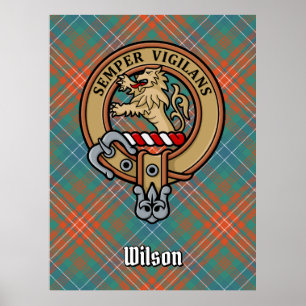 Poster Clan Wilson Crest sobre o Antigo Tartan