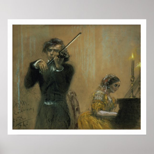 Póster Clara Schumann (1819-96) e uma violinista, 1854 (p (Frente)