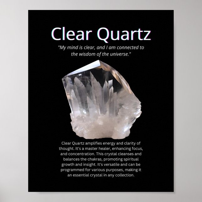 Poster Claramente Significado de Cristal de Pedra Quartz (Frente)