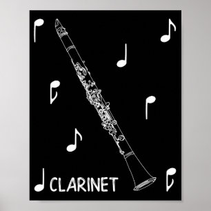 Poster Clarinete das notas musicais