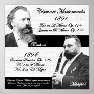 Poster Clarinetista Richard Mühlfeld inspirou os Brahms