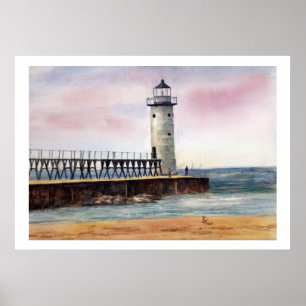 Poster claro norte de Manistee Pierhead