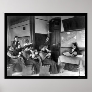 Póster Classe da geografia que estuda a rotação 1899 da