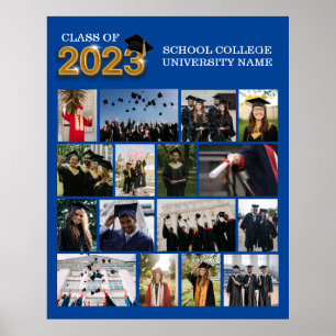 Poster Classe de Graduação Azul de Foto Personalizada da