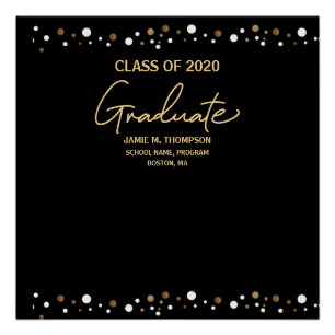 Póster Classe de Graduação de 2020 Elegante Dourado/Preto