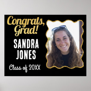 Poster Classe de Graduação Nome Personalizado Ano Dourado