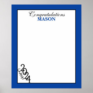 Póster Classe de manutenção do autografo azul de graduaçã