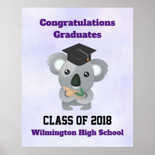 Poster Classe de urso de Koala 20xx bonito no boné de