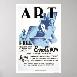 Póster Classes de arte livres WPA 1936