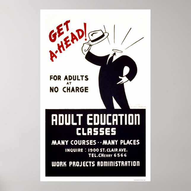 Poster Classes de educação de adultos 1938 WPA (Frente)