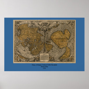 Póster Classic 1531 - Mapa mundial antigo de Oronce Fine