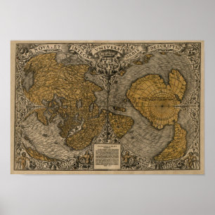 Poster Classic 1531 - Mapa mundial antigo de Oronce Fine