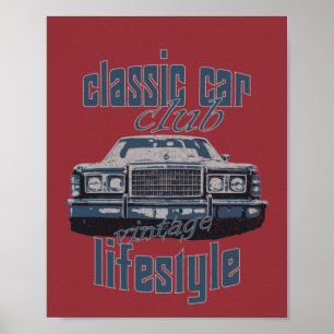 Poster classic car club vintage old car lover gift