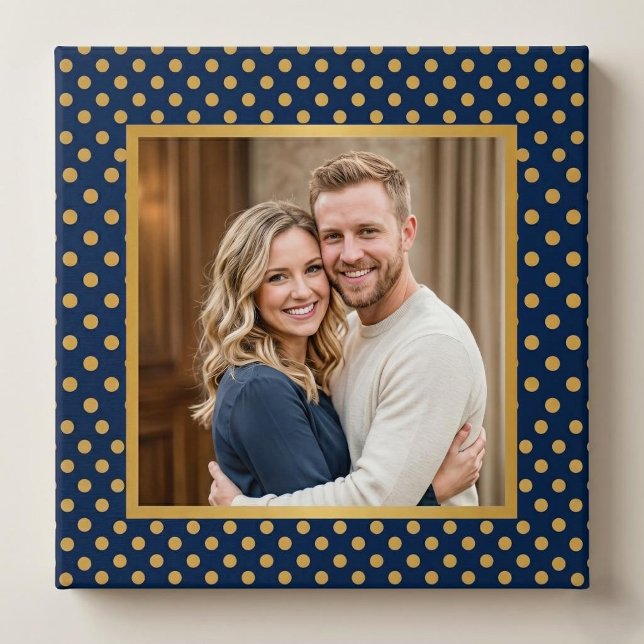 Poster Classic Navy & Gold Polka Dot Frame Photo (Criador carregado)