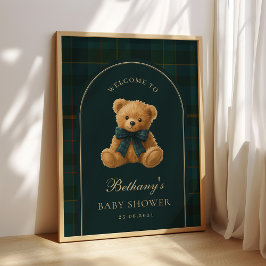 Poster Classic Polo Check Teddy Bear Baby Shower Welcome