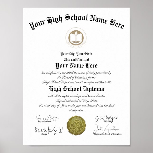 Poster Classic portrait High School Diploma  (Frente)